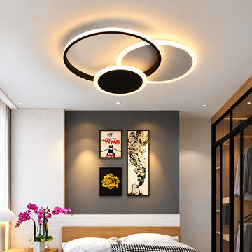 創意浪漫吸頂燈  CY-098｜壓克力 LED 三色光+遙控 110-220V 15-30㎡ 52cm 圓/方 白/黑 臥室客廳 代客安裝