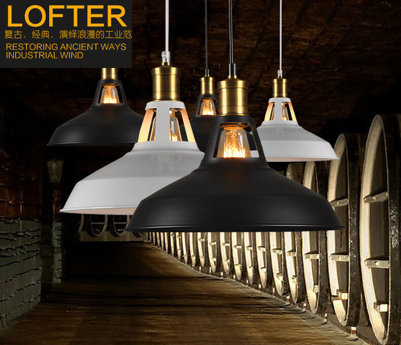 工業風鐵藝復古白色黑色吊燈