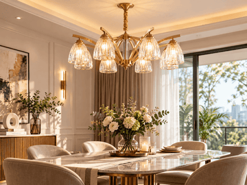 美式全銅吊燈｜銅身+玻璃 吸吊兩用 LED 不含光源 110-220V 15-30㎡ 6/8/10頭 代客安裝