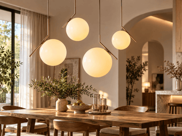 奶白玻璃圓球吊燈｜鐵+玻璃 E27 LED 110-220V 單頭 可調高0.5-1m 20/30cm 金色 現代簡約 代客安裝