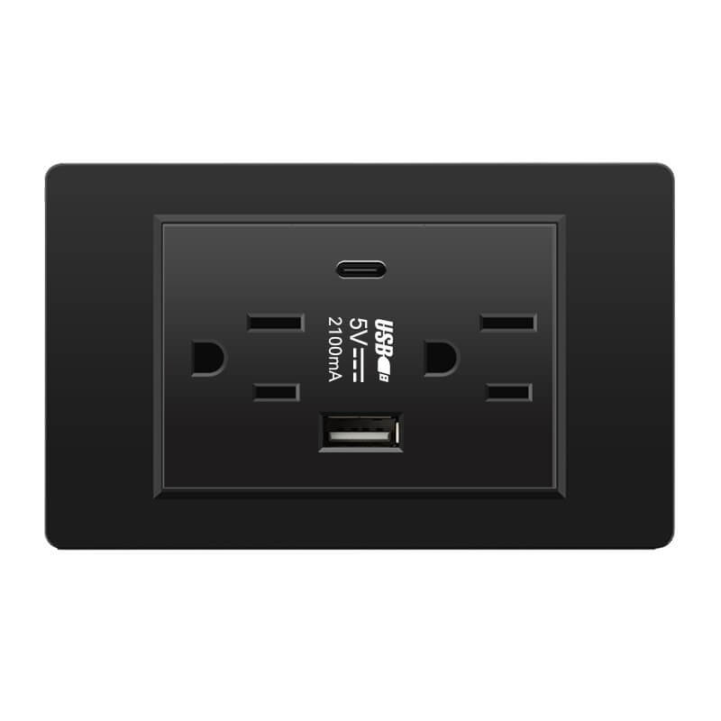 拉絲美式15A插座開關面板｜110V美規 六孔/USB/單雙控開關 牆壁電源插座