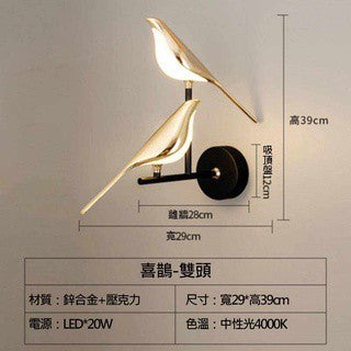 喜鵲燈具套系｜北歐輕奢鐵藝小鳥造型｜壁燈/吊燈/檯燈多款可選｜含代客安裝 B3062