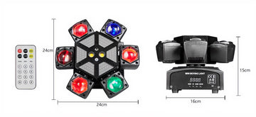 多色光束搖頭燈｜RGB LED 迷你六臂圖案燈 遙控 110-220V 歐/美/英/澳規 DJ酒吧KTV派對 維斯特