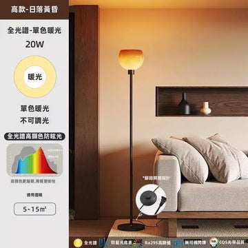 琥珀光影:中古風極簡磨砂蘑菇落地燈