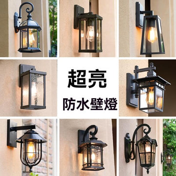 歐式戶外防水壁燈｜頓合金 IP65 純接電/太陽能 愛迪生燈泡 3000K 庭院別墅 5年保固 bd-199