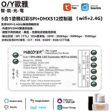MiBoxer塗鴉WiFi幻彩控制器DMX512調光調色RGBW五合一
