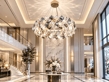 輕奈水晶大廳吊燈｜鐵+水晶 E14 LED 110-220V 多頭 15-30㎡ 60-100cm 可調高1m 暖光/三色 代客安裝