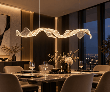 流光編舞波浪吸頂燈｜mm19417 鋁材+壓克力 LED 110-220V 金色 150/180/200cm 三色/無極 餐廳現代簡約 代客安裝