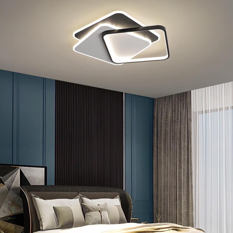 北歐幾何方框LED吸頂燈 JP58｜鐵藝雙色線條 Ra80-90 110-220V 15-30㎡ 55-120W 客廳臥室 米家天貓智慧 代客安裝