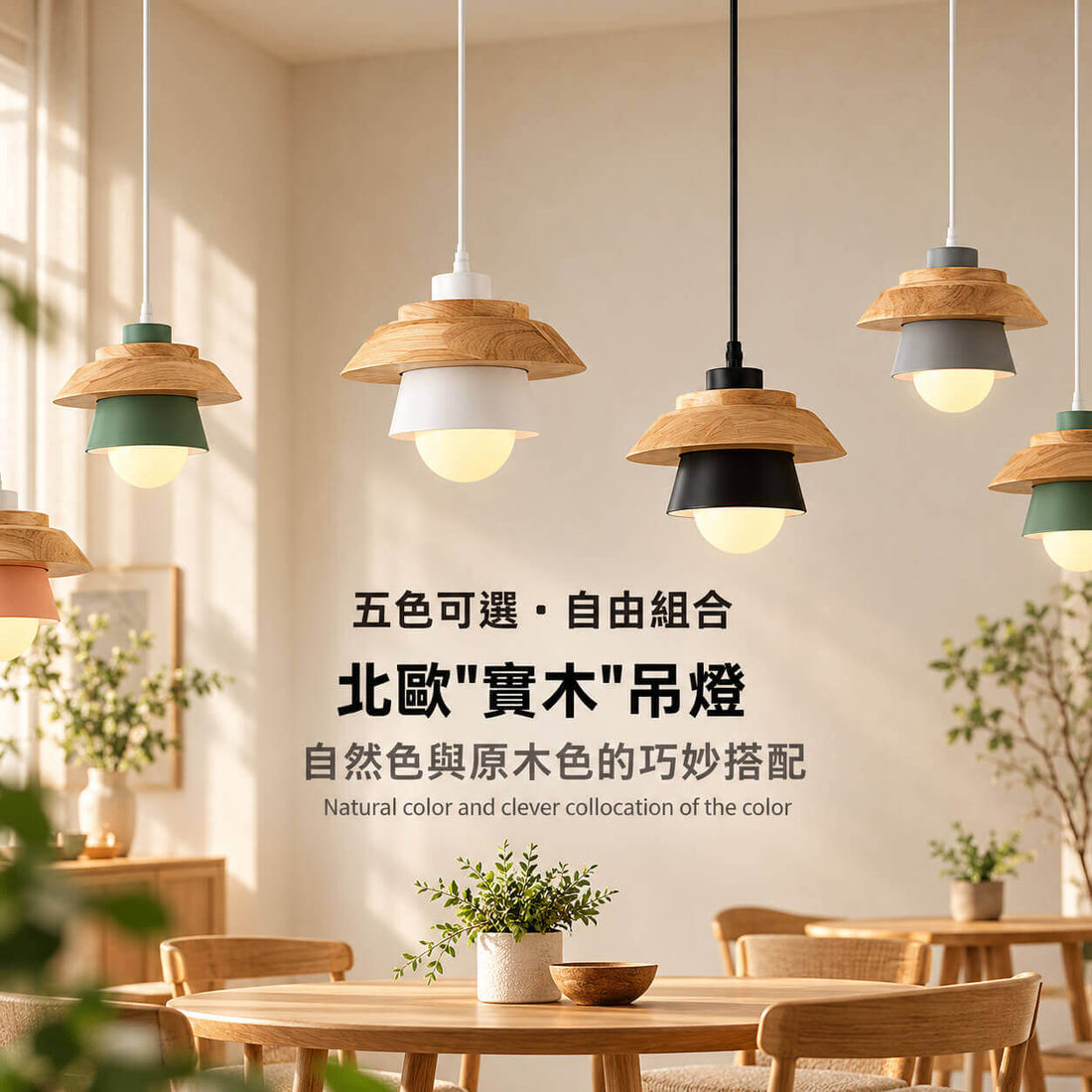 木沐 北歐木藝馬卡龍吊燈｜AL-0937