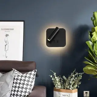 可USB充電旋轉閱讀壁燈｜現代簡約 COB LED 頓殼 方/圓形 酒店臥室床頭燈 130mm