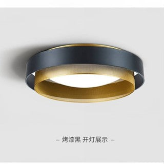 設計師款圓形鐵藝LED吸頂燈｜現代簡約黑白邊框 三色無極調光遙控 居家商用照明