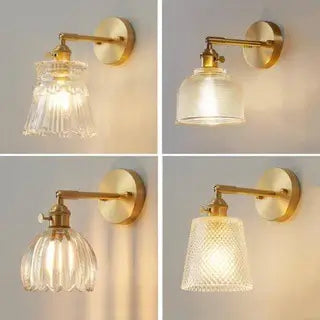 日式復古黃銅玻璃壁燈