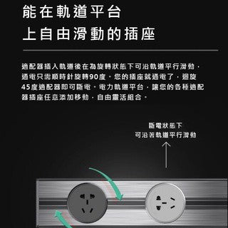 超薄明裝式或崁入式無線電力軌道廚房辦公移動式軌道插座