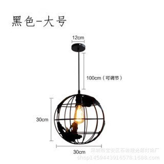 地球儀吊燈｜鐵藝 LED 110-220V 單頭 魚線型 可調高1.2m 5-10㎡ 20/30cm 黑/白色 複古風 代客安裝